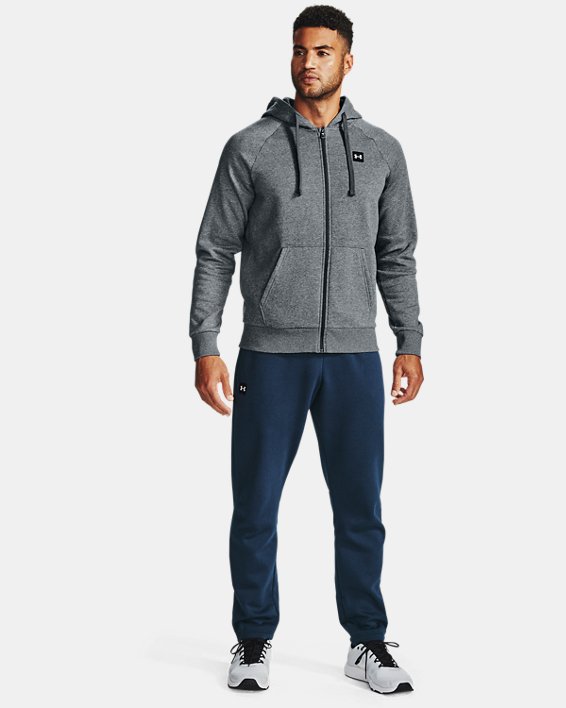 เสื้อฮู้ด UA Rival Fleece Full Zip สำหรับผู้ชาย, Gray, pdpMainDesktop image number 3